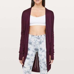 Lululemon Call In Cozy Wrap Burgundy Long Line Cardigan Size 2